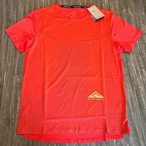 NWT Men's Dri-Fit Rise 365 Short Sleeve Trail Running T-Shirt Habanero Red
